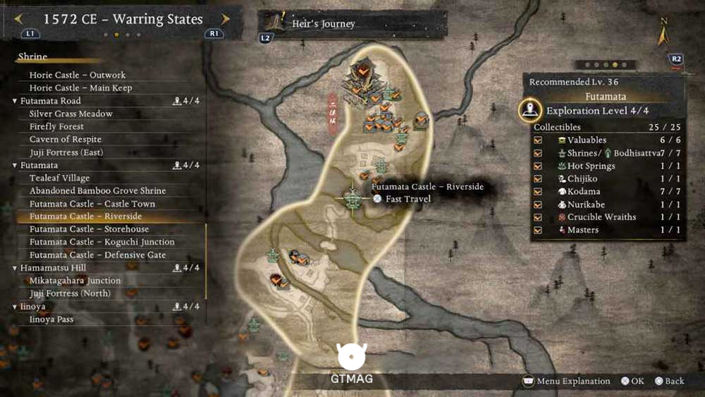FUTAMATA - تمام مکانهای Named Shrines و Bodhisattva Statues در Nioh 3