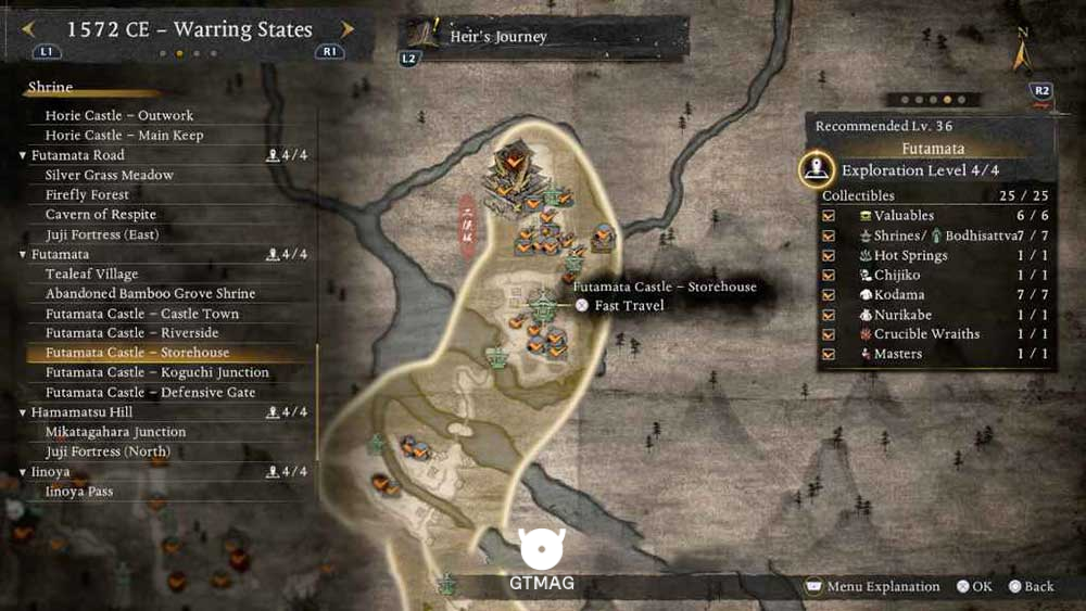 FUTAMATA - تمام مکانهای Named Shrines و Bodhisattva Statues در Nioh 3
