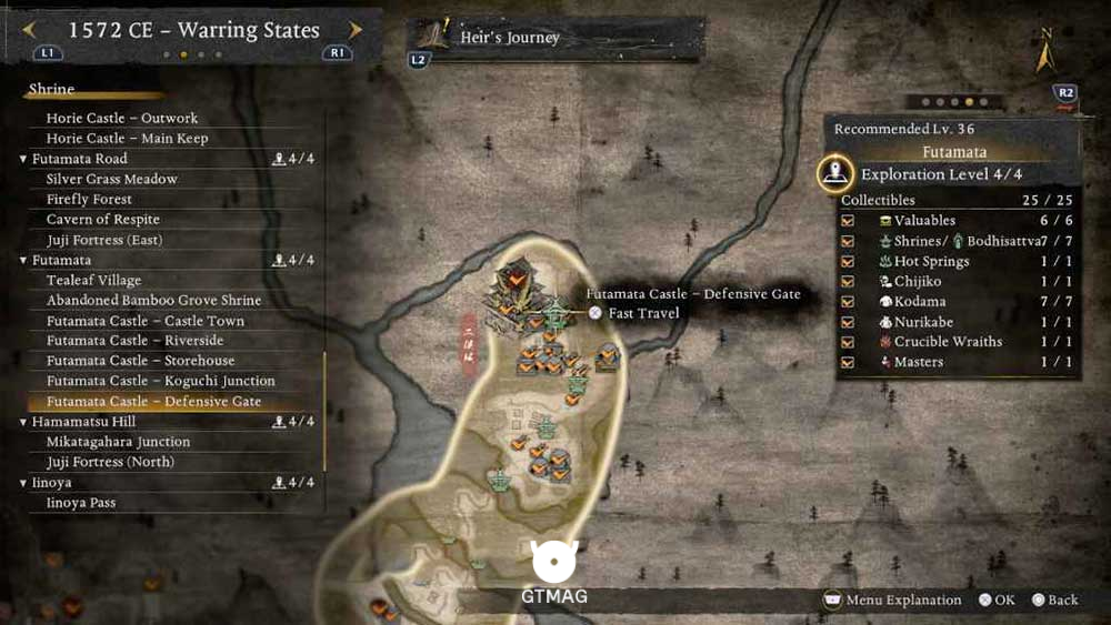 FUTAMATA - تمام مکانهای Named Shrines و Bodhisattva Statues در Nioh 3