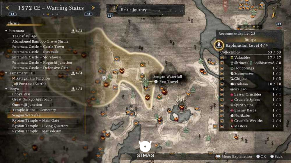 IINOYA - تمام مکانهای Named Shrines و Bodhisattva Statues در Nioh 3