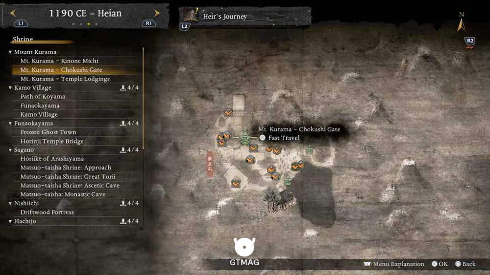 MOUNT KURAMA - تمام مکانهای Named Shrines و Bodhisattva Statues در Nioh 3