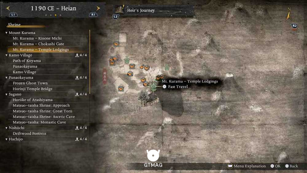 MOUNT KURAMA - تمام مکانهای Named Shrines و Bodhisattva Statues در Nioh 3