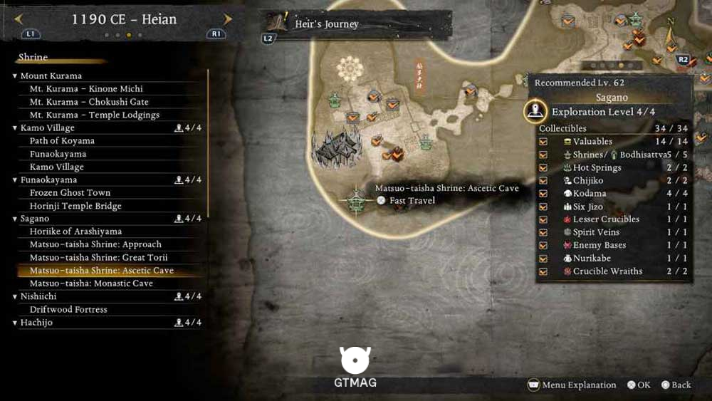 SAGANO - تمام مکانهای Named Shrines و Bodhisattva Statues در Nioh 3