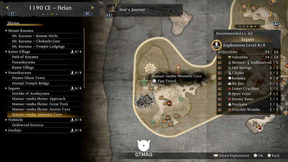 SAGANO - تمام مکانهای Named Shrines و Bodhisattva Statues در Nioh 3