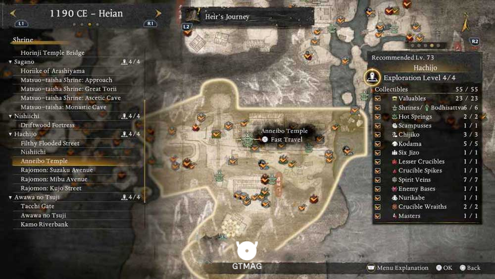 HACHIJO - تمام مکانهای Named Shrines و Bodhisattva Statues در Nioh 3