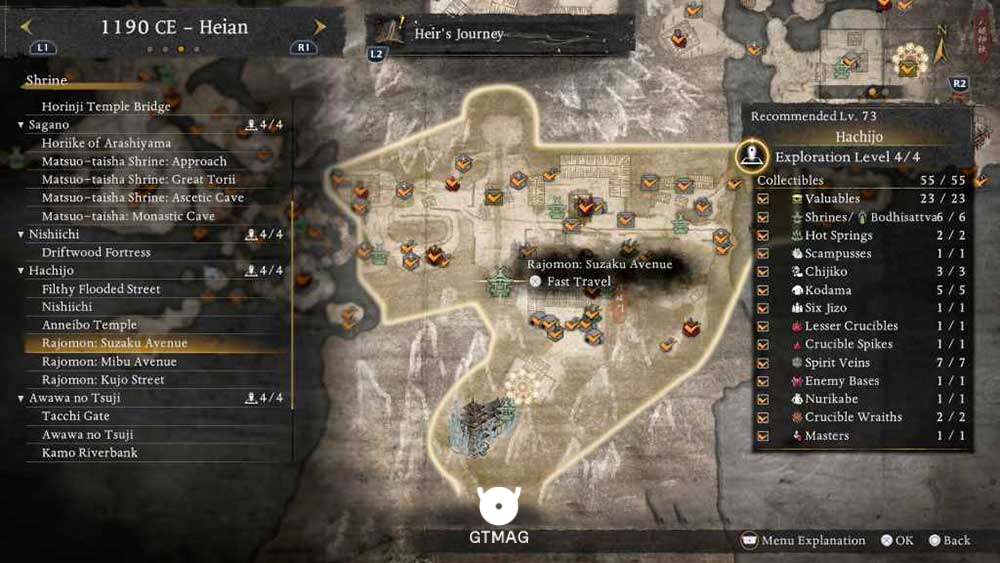 HACHIJO - تمام مکانهای Named Shrines و Bodhisattva Statues در Nioh 3