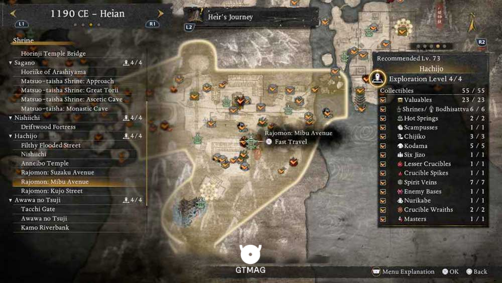 HACHIJO - تمام مکانهای Named Shrines و Bodhisattva Statues در Nioh 3
