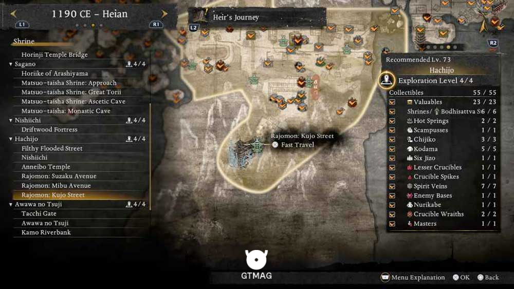 HACHIJO - تمام مکانهای Named Shrines و Bodhisattva Statues در Nioh 3