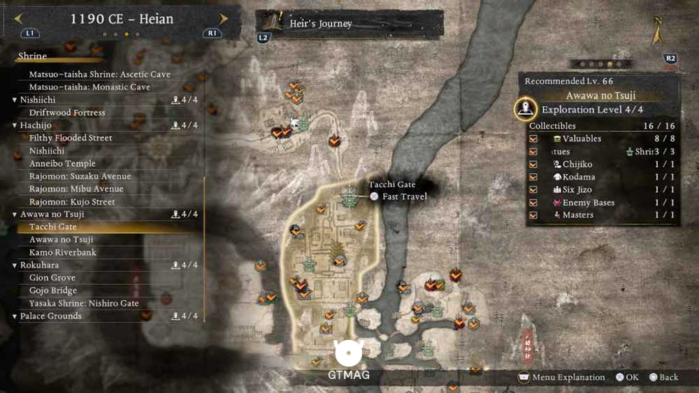 AWAWA NO TSUJI - تمام مکانهای Named Shrines و Bodhisattva Statues در Nioh 3