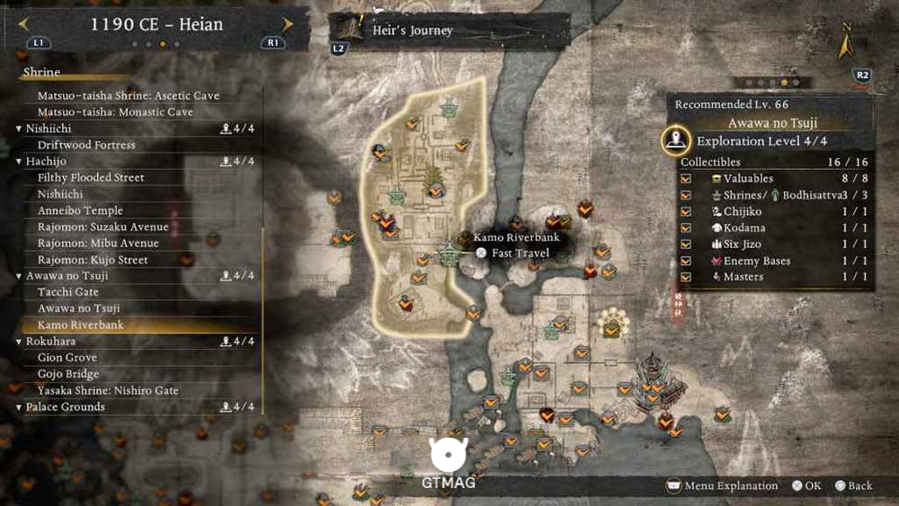 AWAWA NO TSUJI - تمام مکانهای Named Shrines و Bodhisattva Statues در Nioh 3