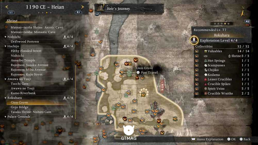 ROKUHARA - تمام مکانهای Named Shrines و Bodhisattva Statues در Nioh 3