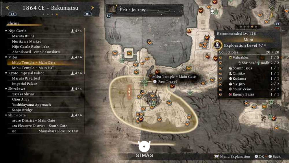MIBU - تمام مکانهای Named Shrines و Bodhisattva Statues در Nioh 3
