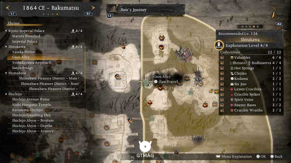 SHIRAKAWA - تمام مکانهای Named Shrines و Bodhisattva Statues در Nioh 3