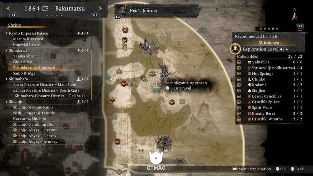 SHIRAKAWA - تمام مکانهای Named Shrines و Bodhisattva Statues در Nioh 3