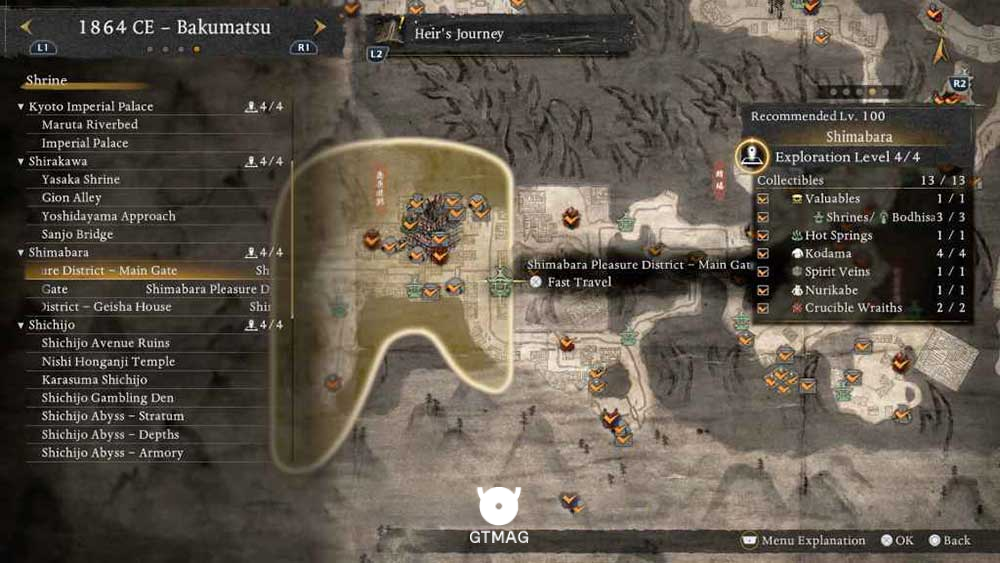 SHIMABARA - تمام مکانهای Named Shrines و Bodhisattva Statues در Nioh 3