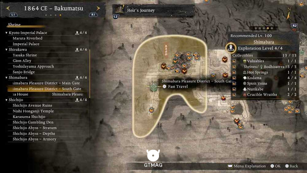 SHIMABARA - تمام مکانهای Named Shrines و Bodhisattva Statues در Nioh 3