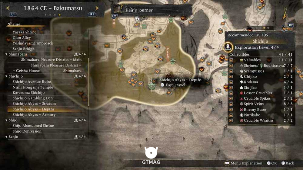 SHICHIJO - تمام مکانهای Named Shrines و Bodhisattva Statues در Nioh 3