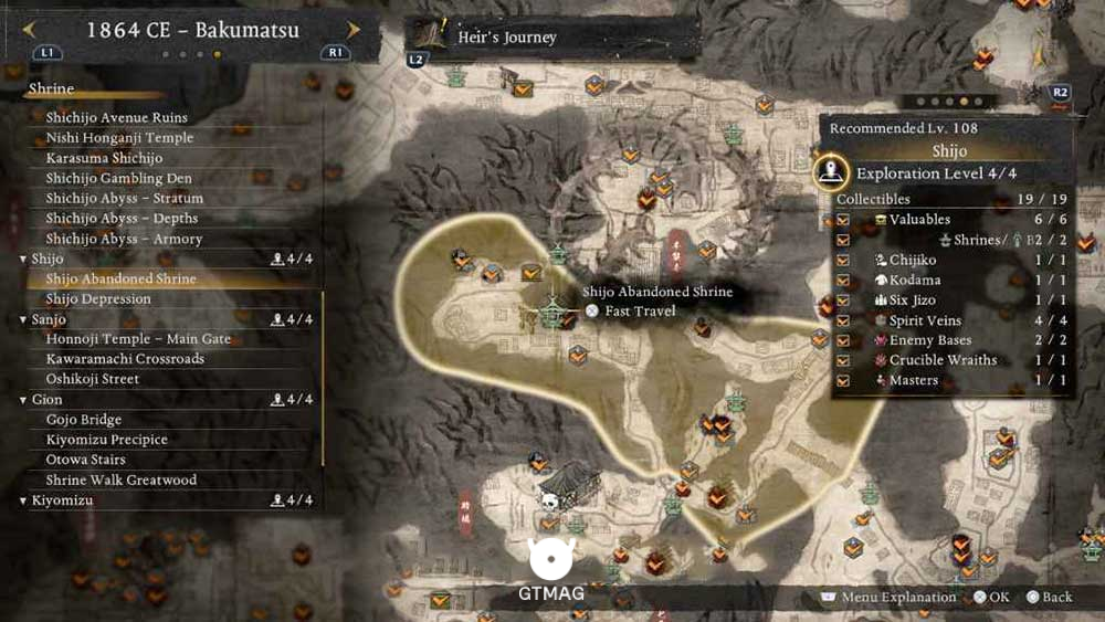 SHIJO - تمام مکانهای Named Shrines و Bodhisattva Statues در Nioh 3
