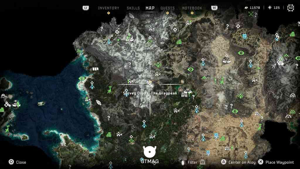 SURVEY DRONE شماره 7: THE GRAYPEAK، MODULE 678 - تمام مکانهای Survey Drone در Horizon Forbidden West