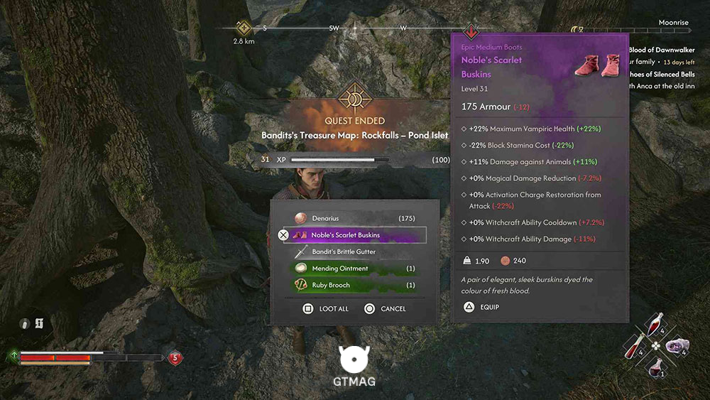 جوایز - محل و راه&zwnj;حل Bandit&rsquo;s Treasure Map: Rockfalls - Pond Islet در The Blood of Dawnwalker