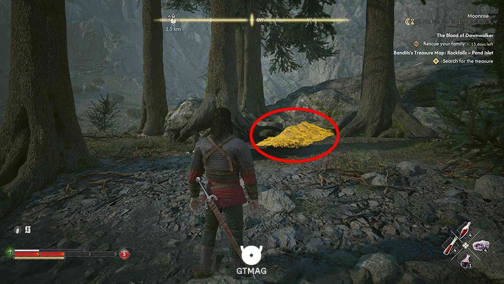 راه حل BANDIT&rsquo;S TREASURE MAP: ROCKFALLS - POND ISLET - محل و راه&zwnj;حل Bandit&rsquo;s Treasure Map: Rockfalls - Pond Islet در The Blood of Dawnwalker