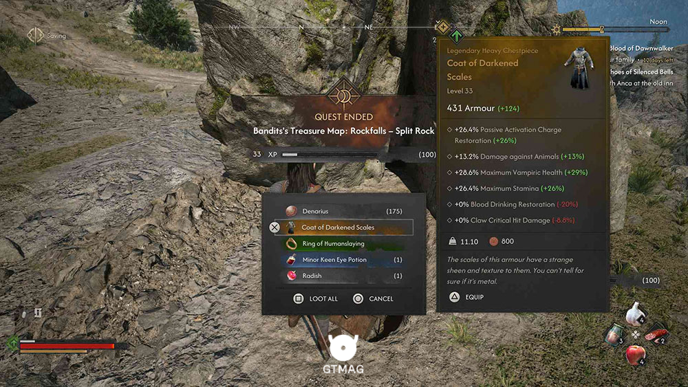 پاداش&zwnj;ها - محل و راه&zwnj;حل Bandit&rsquo;s Treasure Map: Rockfalls - Split Rock در Blood of Dawnwalker