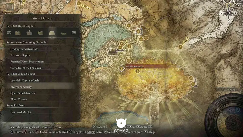Leyndell, Ashen Capital - تمام موقعیت&zwnj;های Sites of Grace در Elden Ring