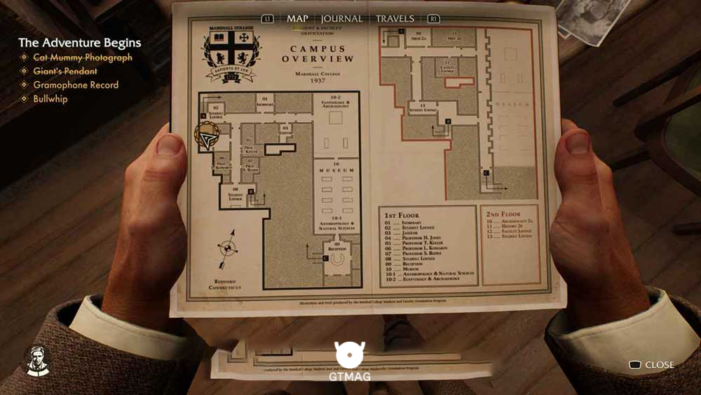 Adventure Note .9 &ndash; Giant&rsquo;s Pendant 15 AP - مکان Collectibleهای Marshall College در Indiana Jones and the Great Circle