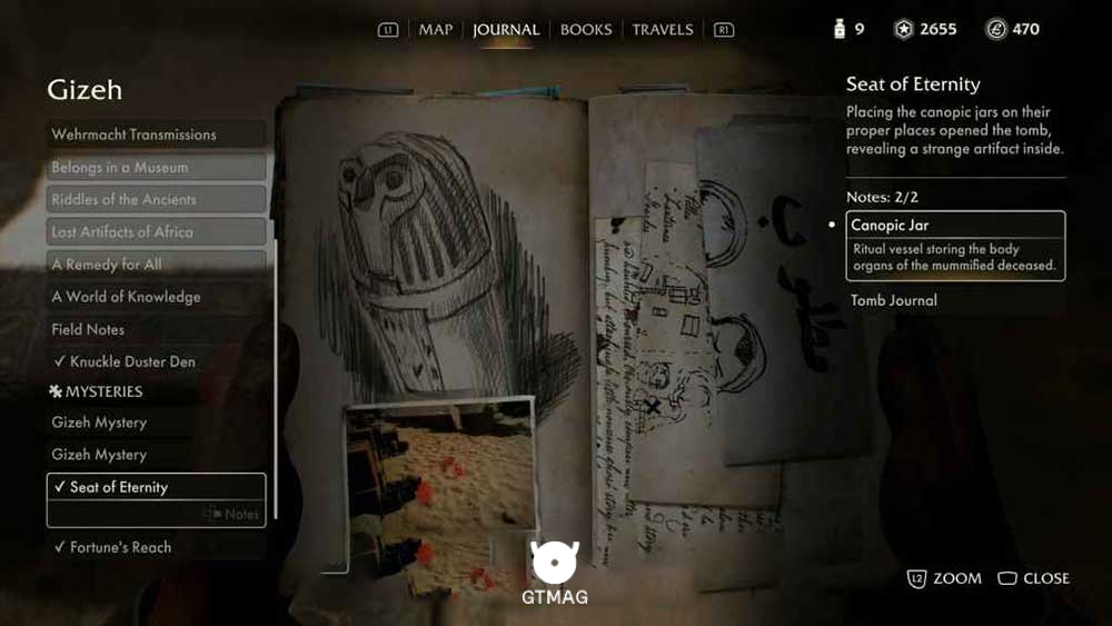 Mystery Note .8: Canopic Jar - مکان های Collectibleهای Gizeh در Indiana Jones and the Great Circle