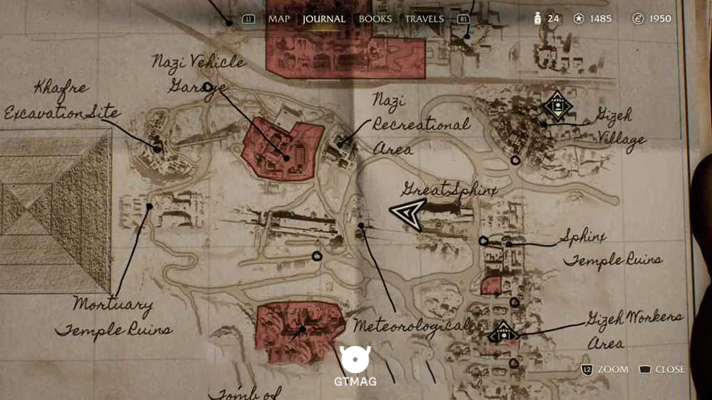 Medicine Bottle .23: West Sphinx Ruins - مکان های Collectibleهای Gizeh در Indiana Jones and the Great Circle