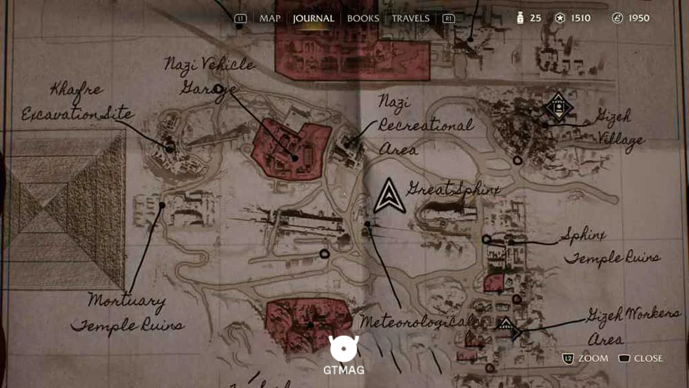 Ancient Relic .7: West Sphinx Ruins، 80 AP - مکان های Collectibleهای Gizeh در Indiana Jones and the Great Circle