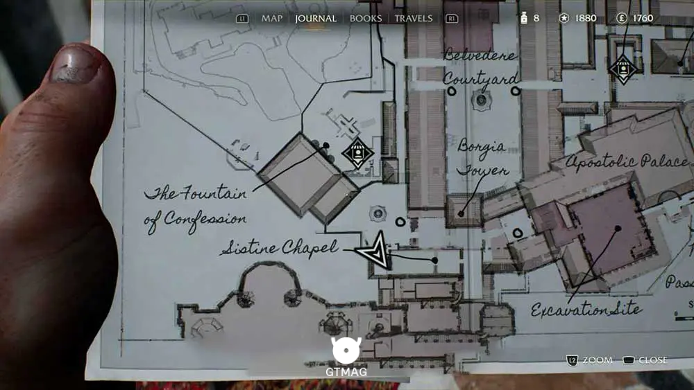 Mystery Note .8: Planetary Chart - مکان های Collectibleهای Vatican در Indiana Jones and the Great Circle