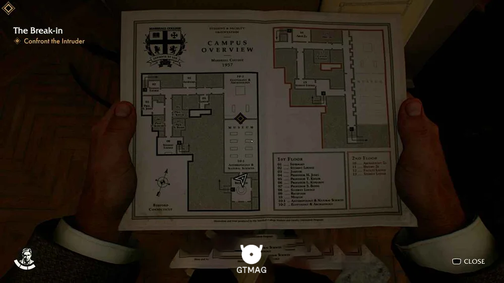 AREA MAP &ndash; Marshall College - راهنمای ماموریت The Break-In در Indiana Jones and the Great Circle