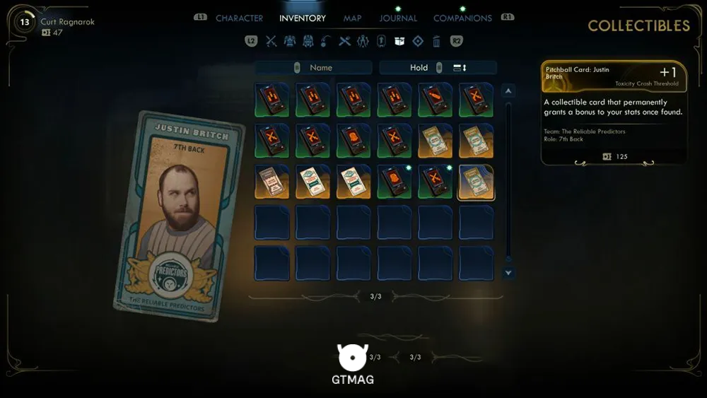 43. Pitchball Card: Justin Britch - تمام موقعیت کارتهای Pitchball و Tossball در The Outer Worlds 2