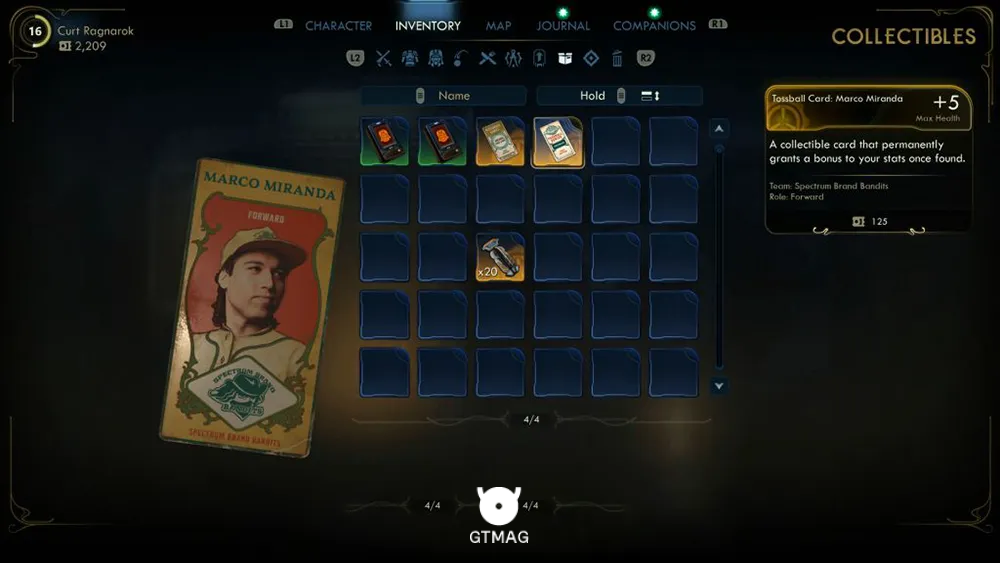 50. Tossball Card: Marco Miranda - تمام موقعیت کارتهای Pitchball و Tossball در The Outer Worlds 2
