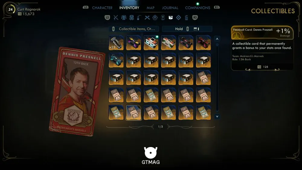 67. Pitchball Card: Dennis Presnell - تمام موقعیت کارتهای Pitchball و Tossball در The Outer Worlds 2