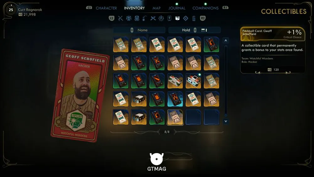 71. Pitchball Card: Geoff Schoffield - تمام موقعیت کارتهای Pitchball و Tossball در The Outer Worlds 2