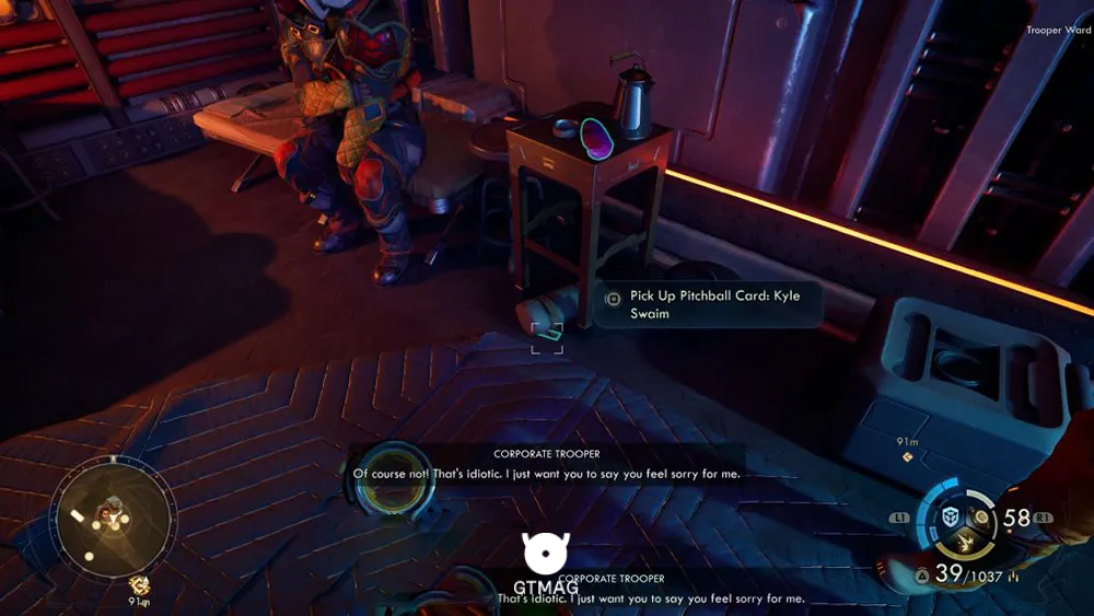 114. Pitchball Card: Kyle Swaim - تمام موقعیت کارتهای Pitchball و Tossball در The Outer Worlds 2