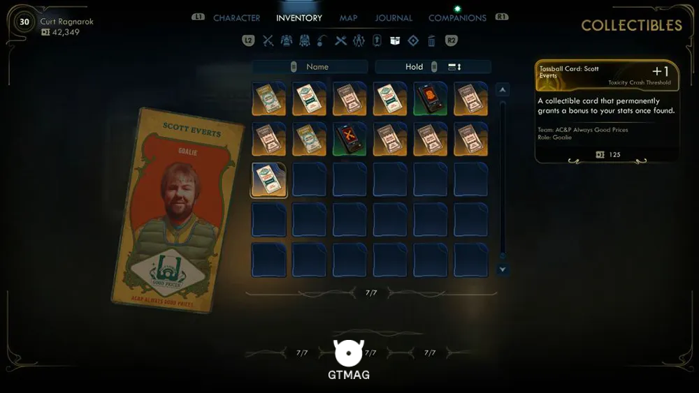121. Tossball Card: Scott Everts - تمام موقعیت کارتهای Pitchball و Tossball در The Outer Worlds 2