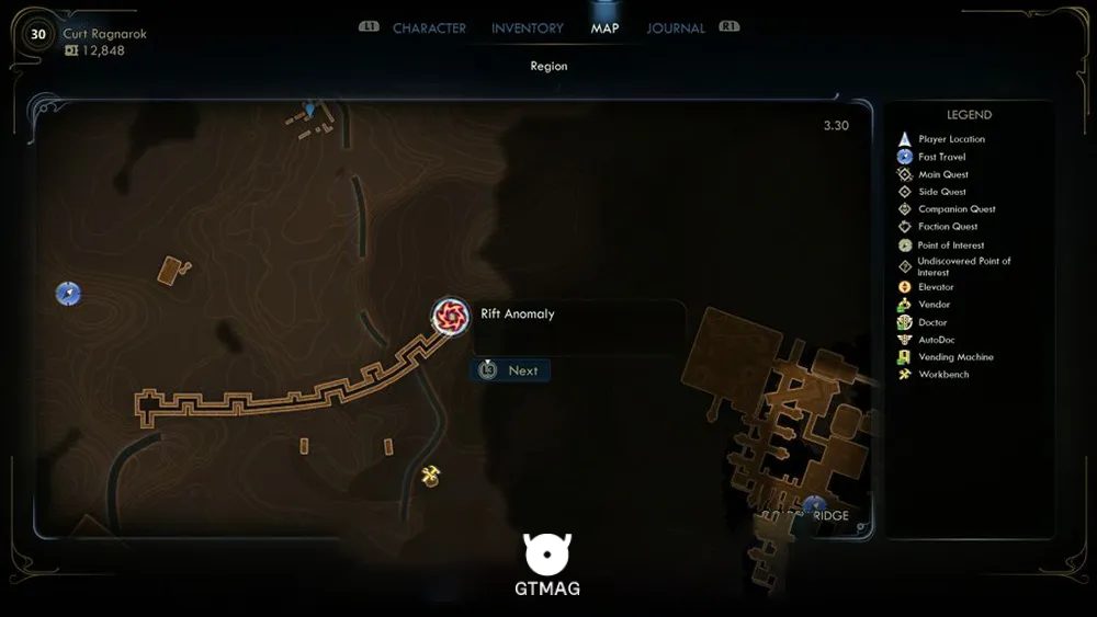 انتهای شرقی trench در شمال Alexandra Station - تمام مکانهای Localized Rift در The Outer Worlds 2