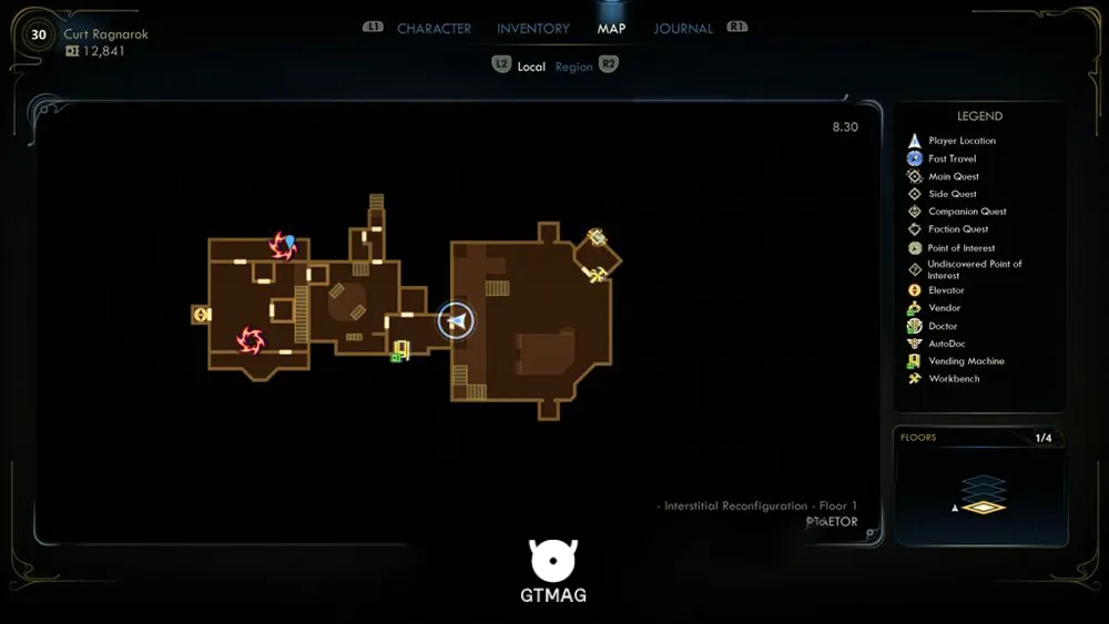 Interstitial Reconfiguration Center – First Floor(2 عدد) - تمام مکانهای Localized Rift در The Outer Worlds 2