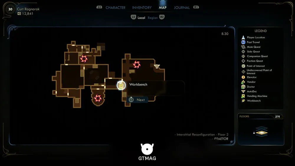 Interstitial Reconfiguration Center – Second Floor(3 عدد) - تمام مکانهای Localized Rift در The Outer Worlds 2