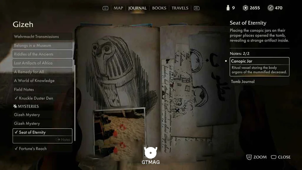 Mystery Note .8: Canopic Jar - راهنمای ماموریت Seat of Eternity در Indiana Jones and the Great Circle