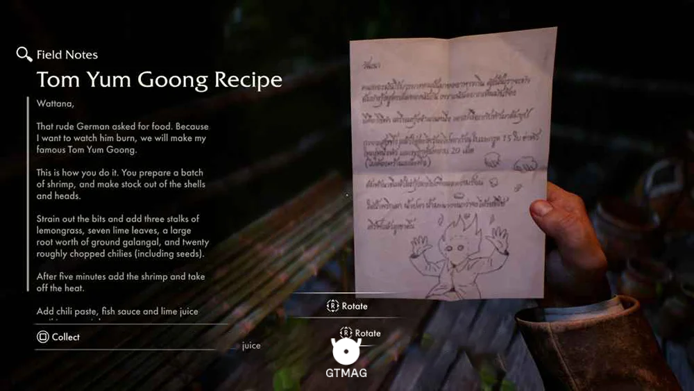 Discovery Note .3: Tom Yum Goong Recipe با 50 AP - راهنمای ماموریت Trouble in Paradise در بازی Indiana Jones and the Great Circle