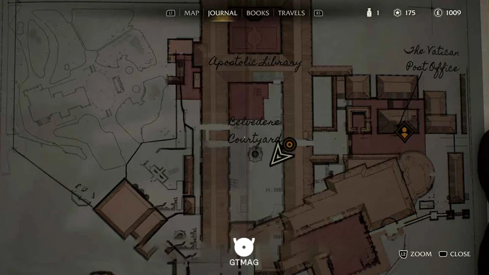 Medicine Bottle .13: Belvedere Courtyard - راهنمای ماموریت The Stolen Cat Mummy در Indiana Jones and the Great Circle