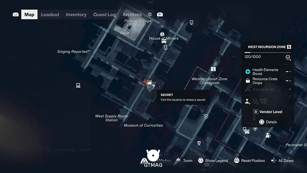 SECRET HIDEOUT شماره 3 - WEST INCURSION ZONE - تمام مکانهای مخفیگاه مخفی در Control Resonant