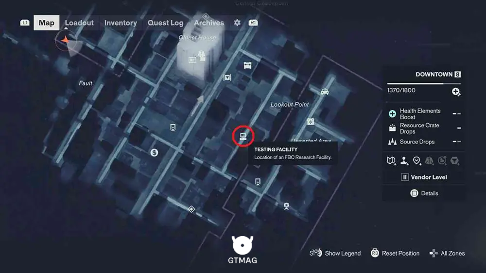 TESTING FACILITY شماره 1: DOWNTOWN - تمام مکان&zwnj;های Testing Facility در Control Resonant