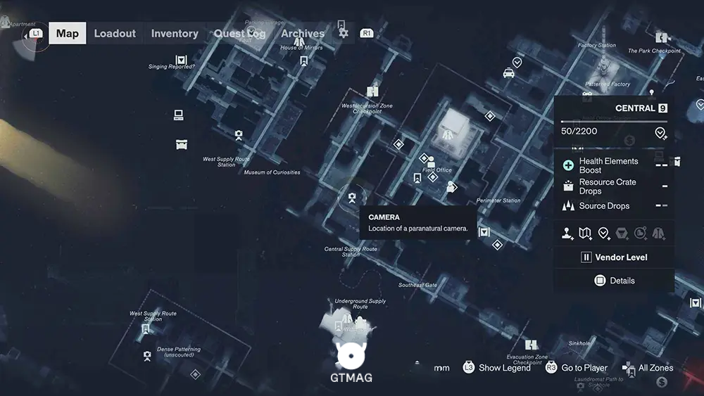 شماره 3 - CAMERA - مکان کالکتیبل های منطقه Central در Control Resonant