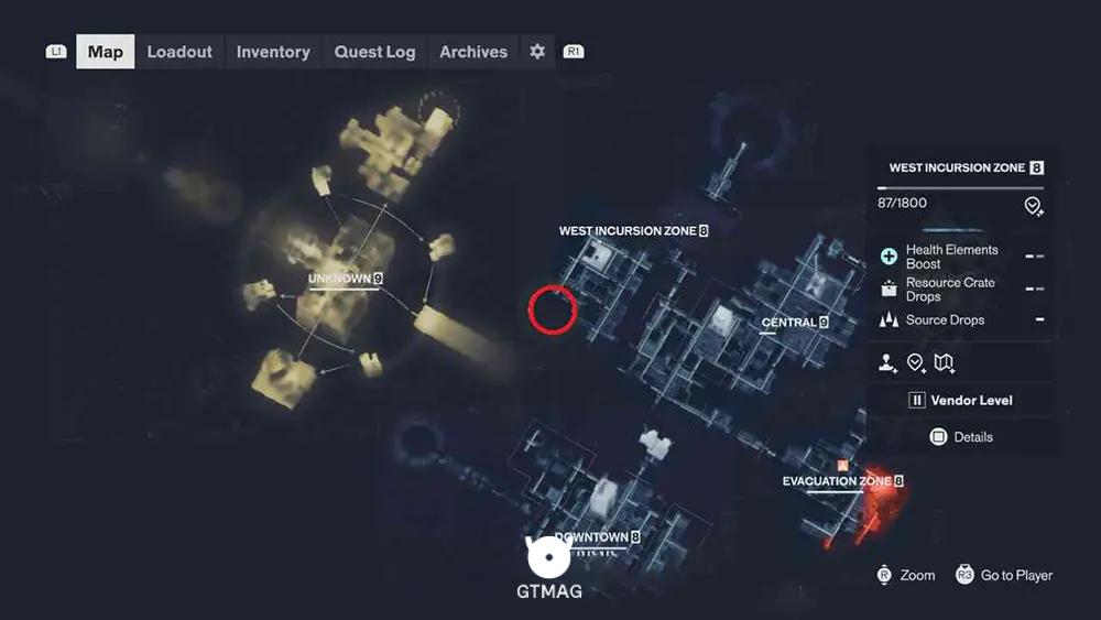 شماره 6&nbsp;- TESTING FACILITY - مکان کالکتیبل های منطقه West Incursion در Control Resonant Zone