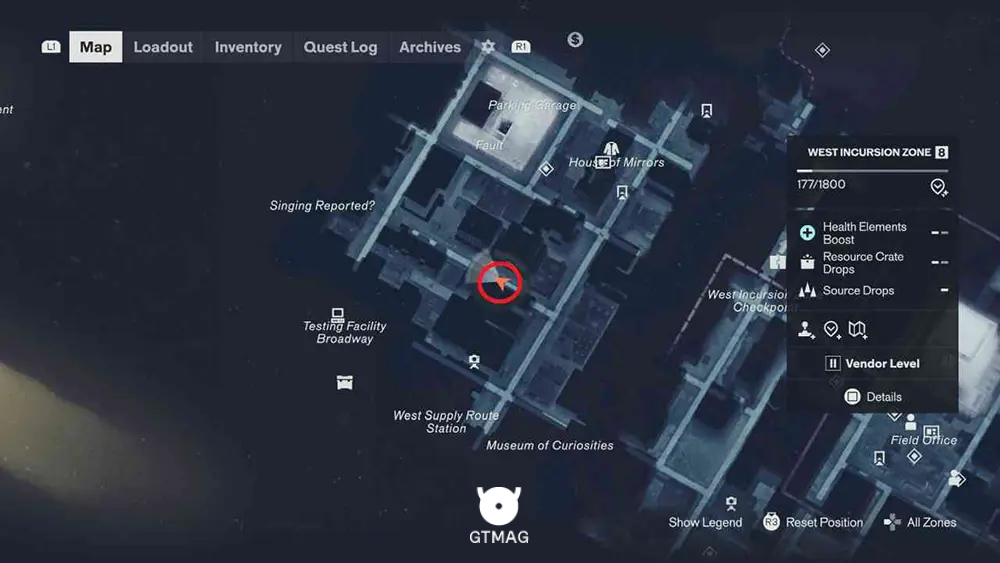 شماره 6&nbsp;- TESTING FACILITY - مکان کالکتیبل های منطقه West Incursion در Control Resonant Zone